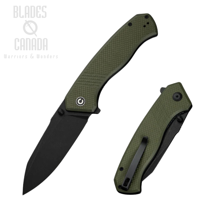 CIVIVI Placoid Flipper Folding Knife, 14C28N Black, G10 OD Green, C23079-3