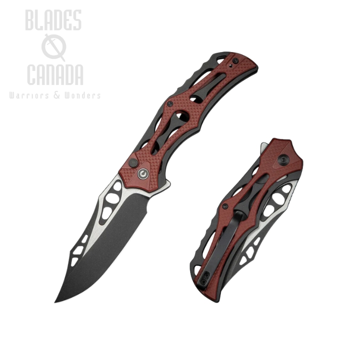 CIVIVI Biophase Flipper Folding Knife, NitroV Black, Aluminum/G10 Black/Burgundy, C23083C-1