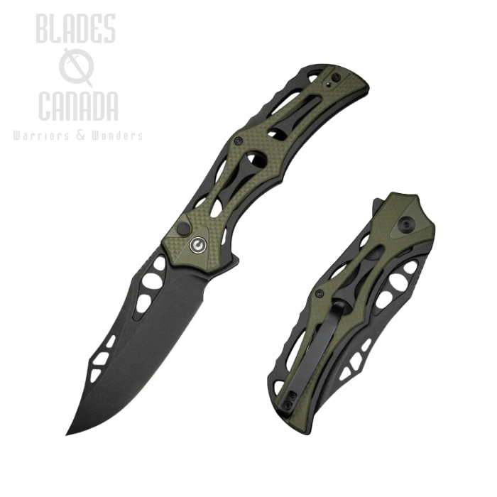 CIVIVI Biophase Flipper Folding Knife, Nitro-V Black, G10/Aluminum Black/Green, C23083C-2