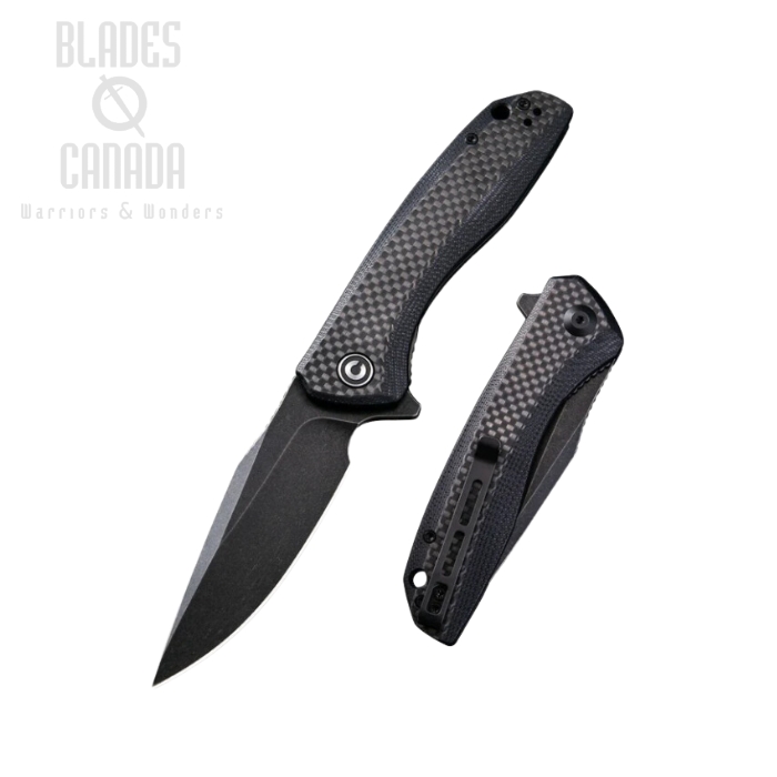 CIVIVI Baklash Flipper Folding Knife, G10 Black/Carbon Fiber, 801I