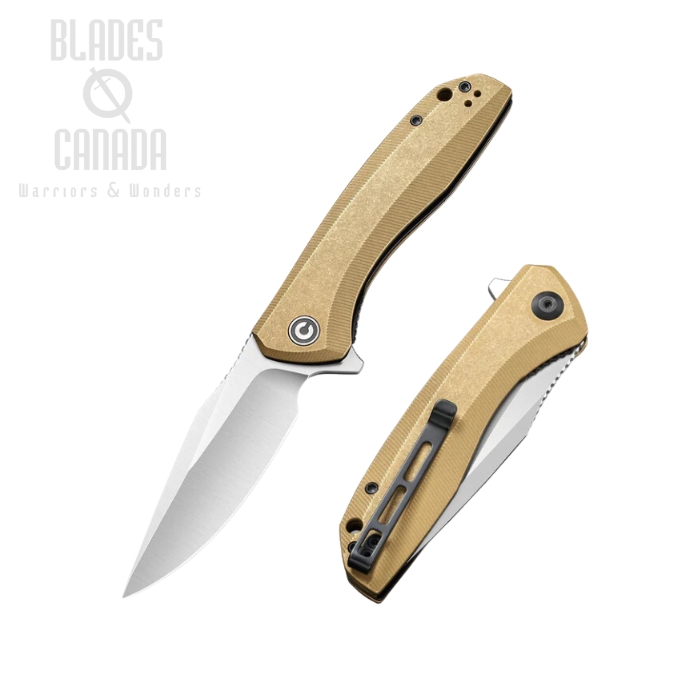 CIVIVI Baklash Flipper Folding Knife, 154CM, Brass Handle, 801J