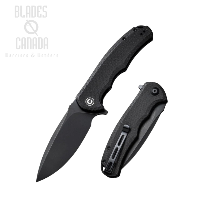 CIVIVI Praxis Flipper Folding Knife, Black Blade, Micarta Black, 803G