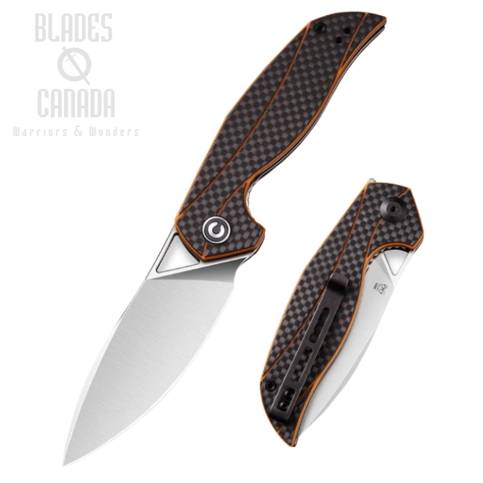 CIVIVI Anthropos Flipper Folding Knife, D2, G10 Orange/Carbon Fiber, 903A