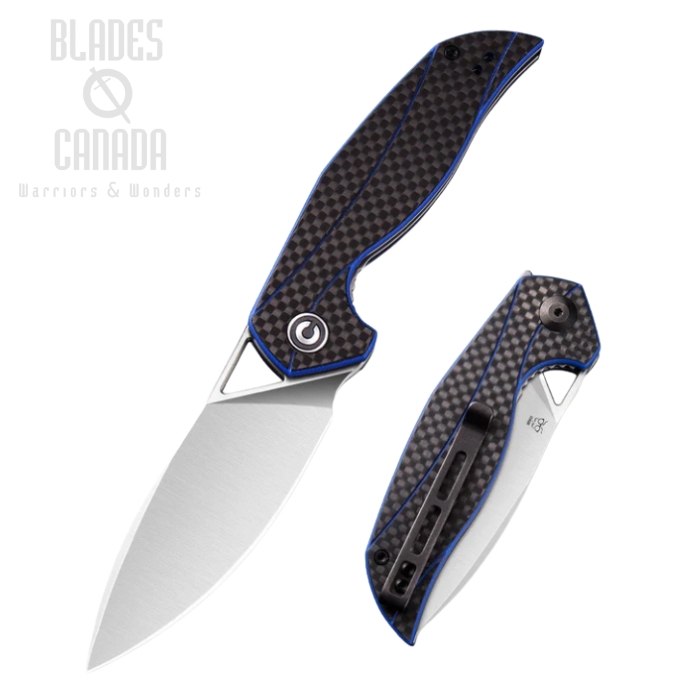 CIVIVI Anthropos Flipper Folding Knife, D2, G10 Blue/Carbon Fiber, 903B