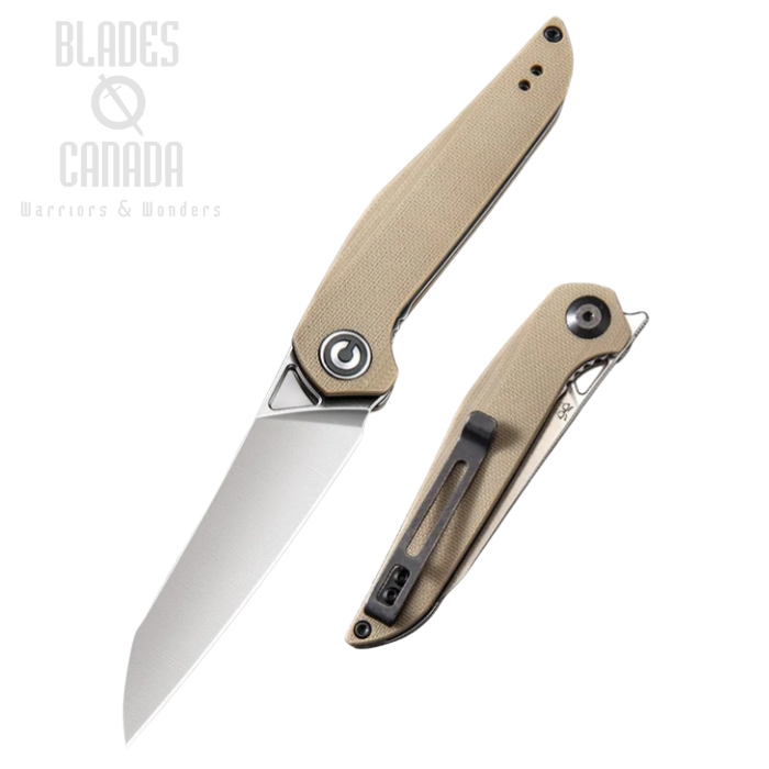 CIVIVI Mckenna Flipper Folding Knife, D2, G10 Tan, 905A