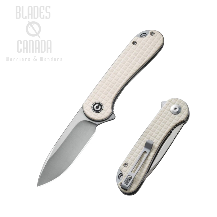 CIVIVI Elementum Flipper Folding Knife, D2 Satin, G10 Ivory Frag, 907A-3