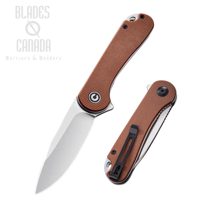 CIVIVI Elementum Flipper Folding Knife, D2, Micarta Brown, 907M