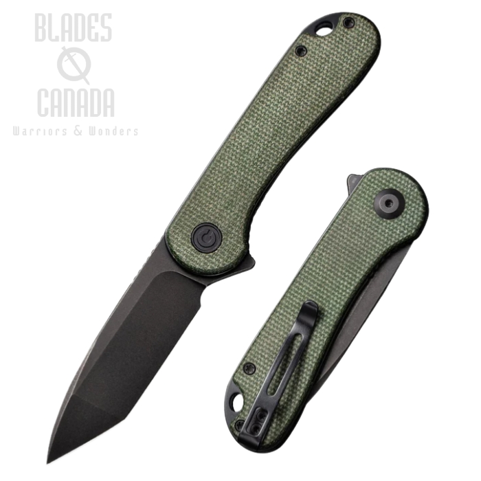 CIVIVI Elementum Tanto Flipper Folding Knife, D2 Black, Micarta Green, 907TE