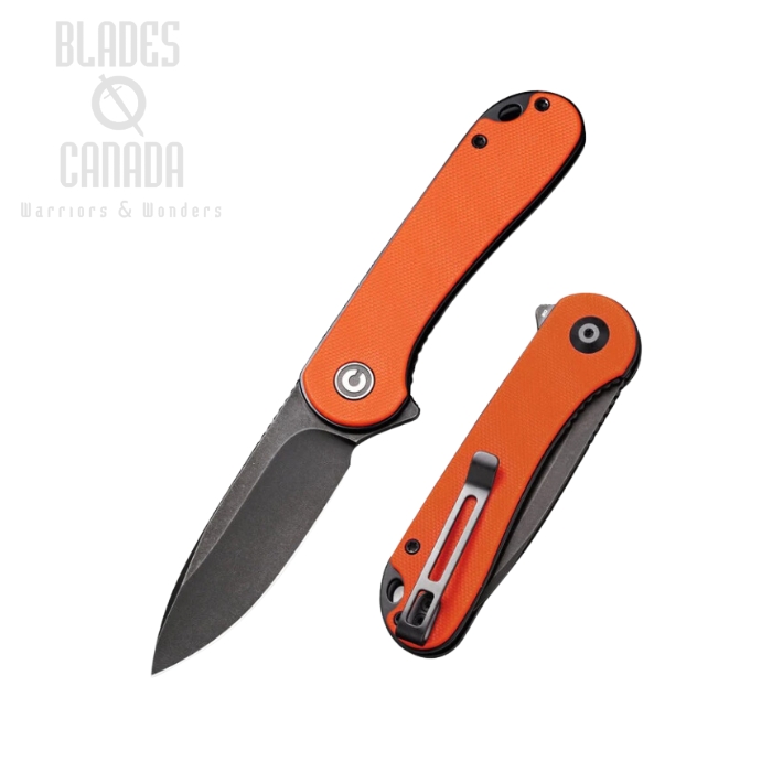 CIVIVI Elementum Flipper Folding Knife, D2 Steel Black, G10 Orange, C907Y