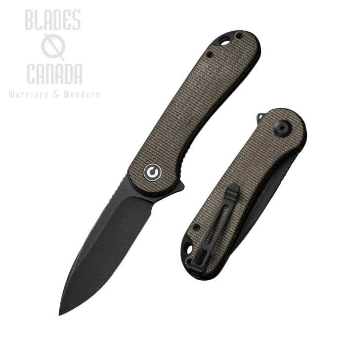 CIVIVI Elementum Flipper Folding Knife, D2 Black, Micarta Green, 907Z