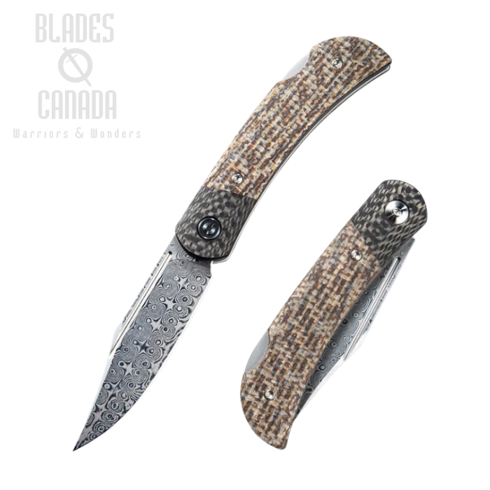 CIVIVI Rustic Gent Folding Knife, Damascus, Micarta/Carbon Fiber, 914DS-2