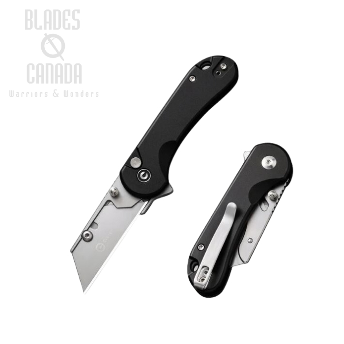 CIVIVI Elementum Utility Folding Knife, Replaceable Blades, Black Aluminum, C23039B-1