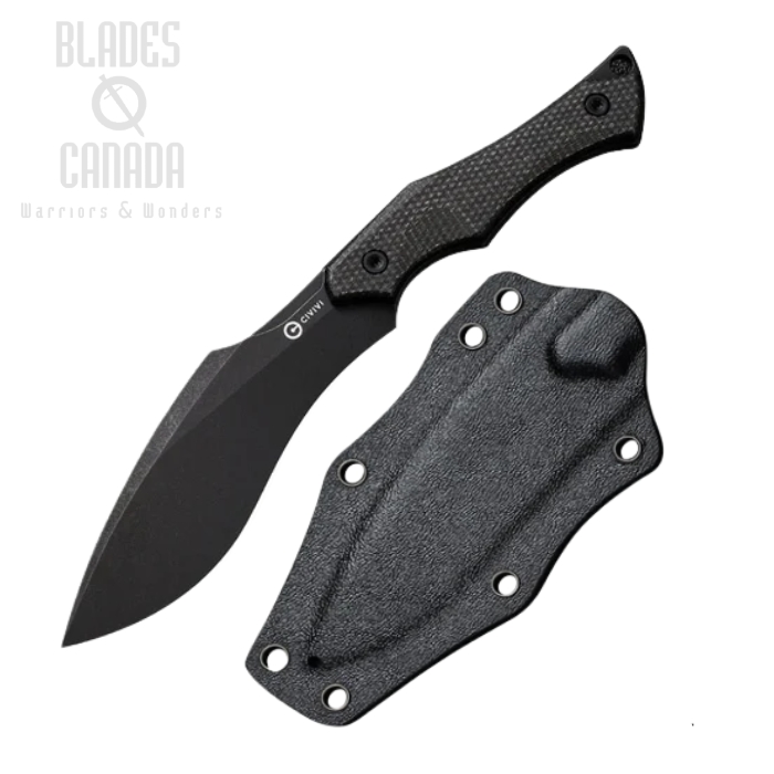 CIVIVI Vaquita II Fixed Blade Knife, Nitro-V Black, Micarta Black, Kydex Sheath, C047C-3