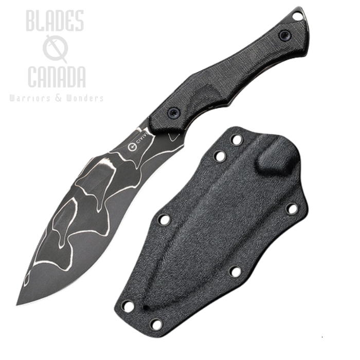 CIVIVI Vaquita II Fixed Blade Knife, Damascus, Micarta Black, 047C-DS1