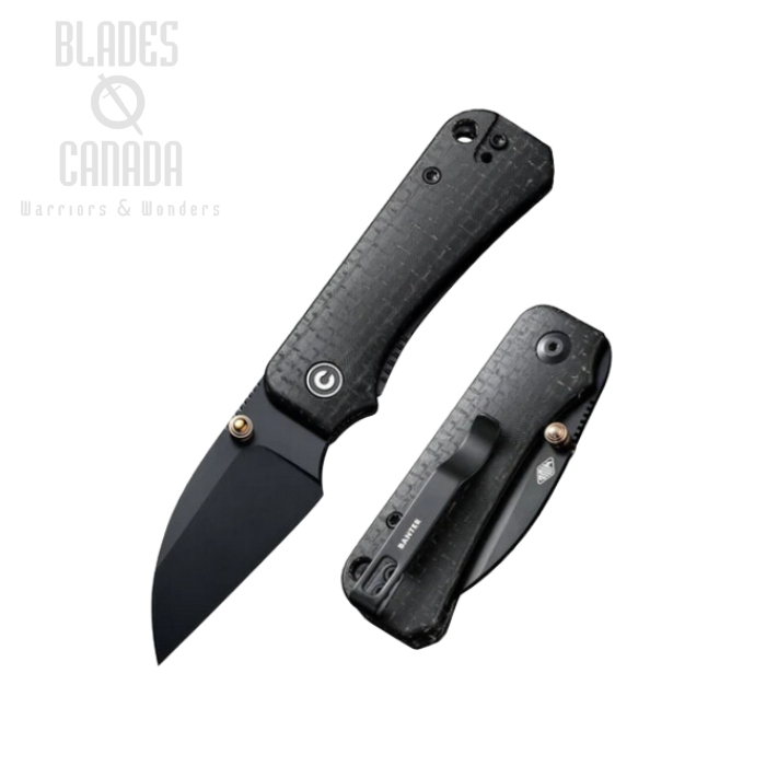 CIVIVI Baby Banter Folding Knife, Nitro-V Wharncliffe Black, Micarta Black, C19068SC-1