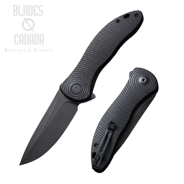 CIVIVI Synergy3 Flipper Folding Knife, Nitro-V Black, G10 Black Textured, C20075D-1