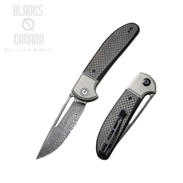 CIVIVI Trailblazer XL Slipjoint Folding Knife, Damascus, Carbon Fiber/G10/Stainless, 2101DS-1