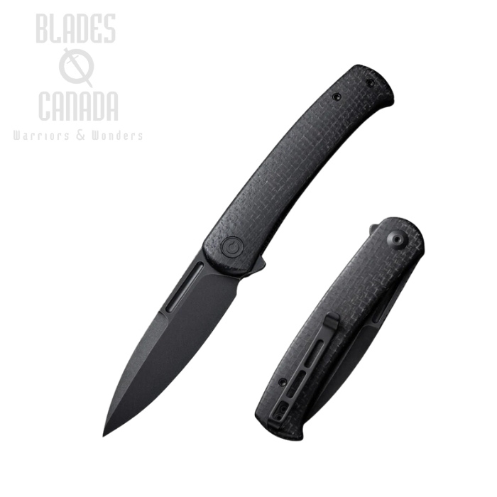 CIVIVI Caetus Flipper Folding Knife, 14C28N Black SW, Micarta Black, C21025C-2