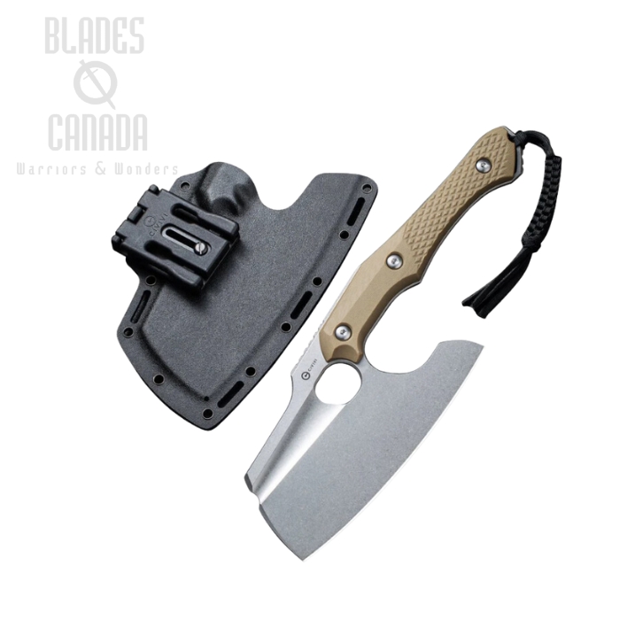 CIVIVI Aratra Fixed Blade Knife, D2, G10 Tan, Kydex Sheath, C21041-3