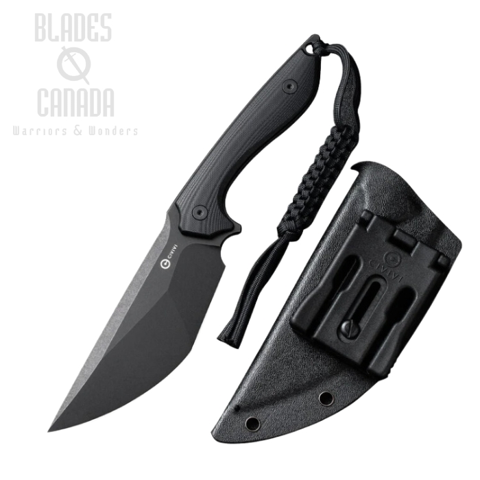 CIVIVI Concept 22 Fixed Blade Knife, D2 Black SW, G10 Black, Kydex Sheath, C21047-1