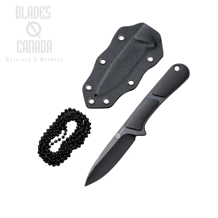 CIVIVI Mini Elementum Fixed Blade Knife, Nitro-V Black, G10 Black, C23010-1