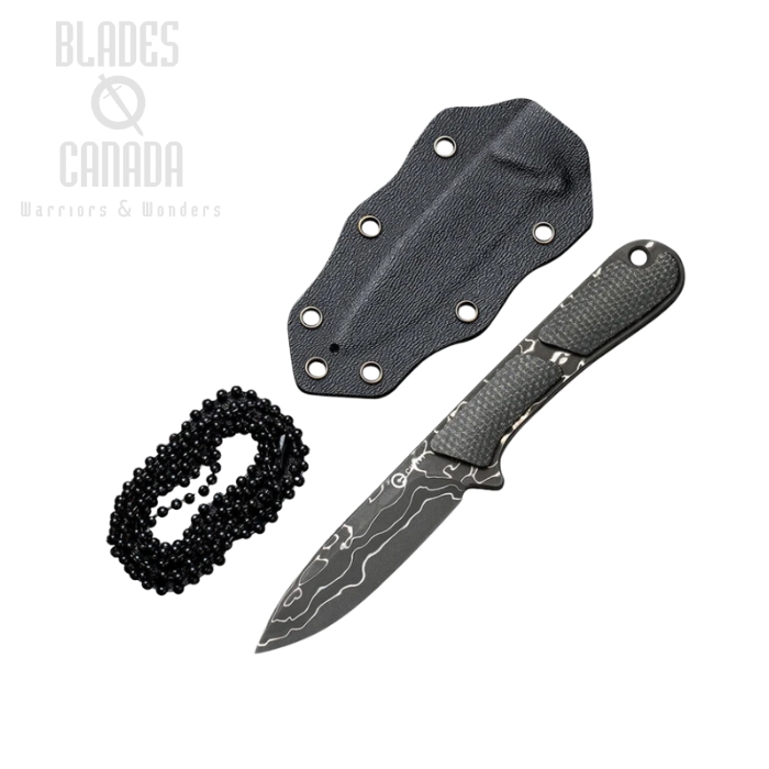 CIVIVI Mini Elementum Fixed Blade Knife, Damascus, Micarta Black, C23010-DS1