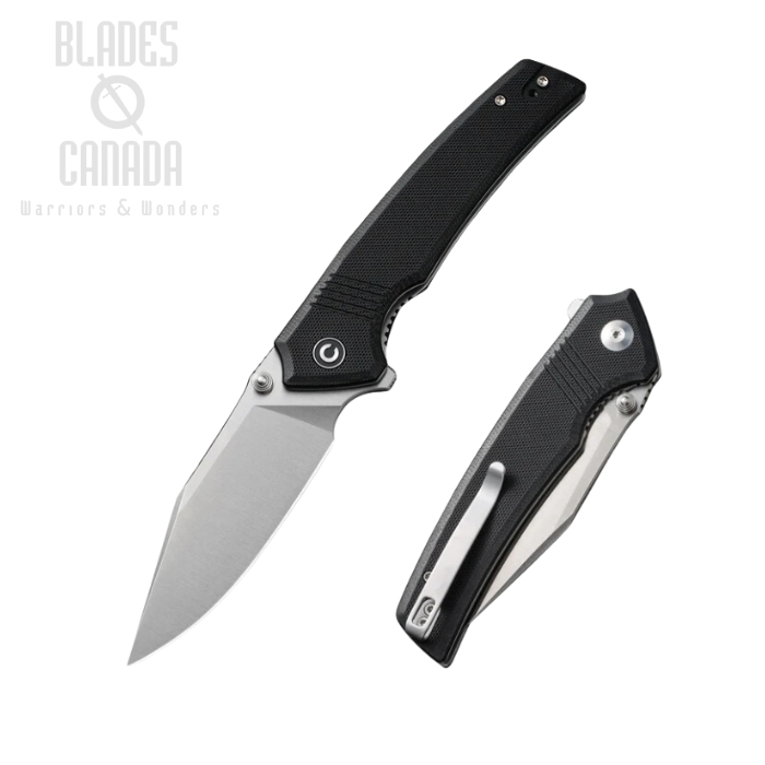 CIVIVI Tranquil Flipper Folding Knife, 14C28N Satin, G10 Black, C23027-1