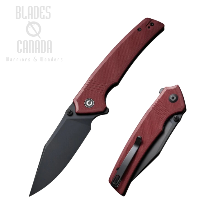 CIVIVI Tranquil Flipper Folding Knife, 14C28N Black, G10 Burgundy, C23027-2