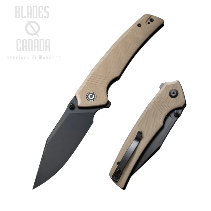 CIVIVI Tranquil Flipper FOlding Knife, 14C28N Black, G10 Tan, C23027-3