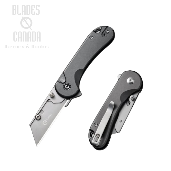 CIVIVI Elementum Utility Folding Knife, Replaceable Blades, Grey Aluminum, C23039B-4