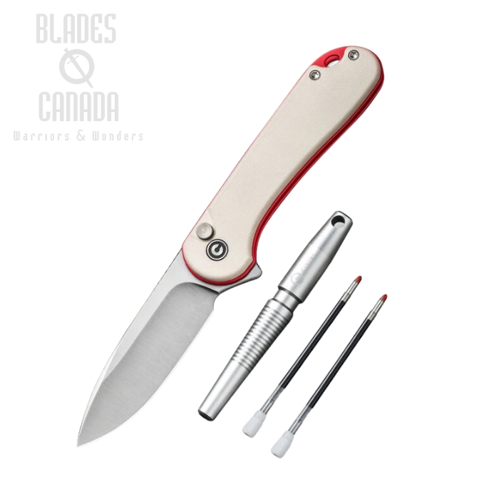 CIVIVI StellarQuill Pen & Elementum Button Lock Knife Combo, Nitro-V, G10 Ivory, C23049