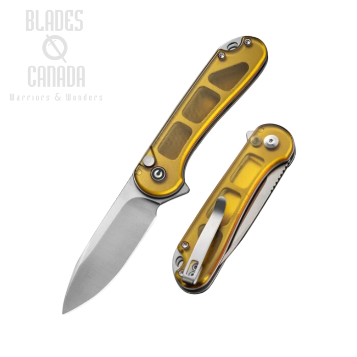 CIVIVI Elementum II Flipper Folding Button Lock Knife, Nitro-V Satin, Ultem, C18062P-7