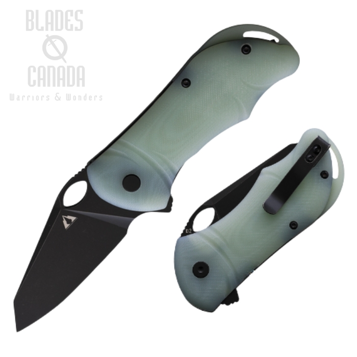 CMB Made Hippo Flipper Folding Knife, D2 Black SW, G10 Jade, CMB05J