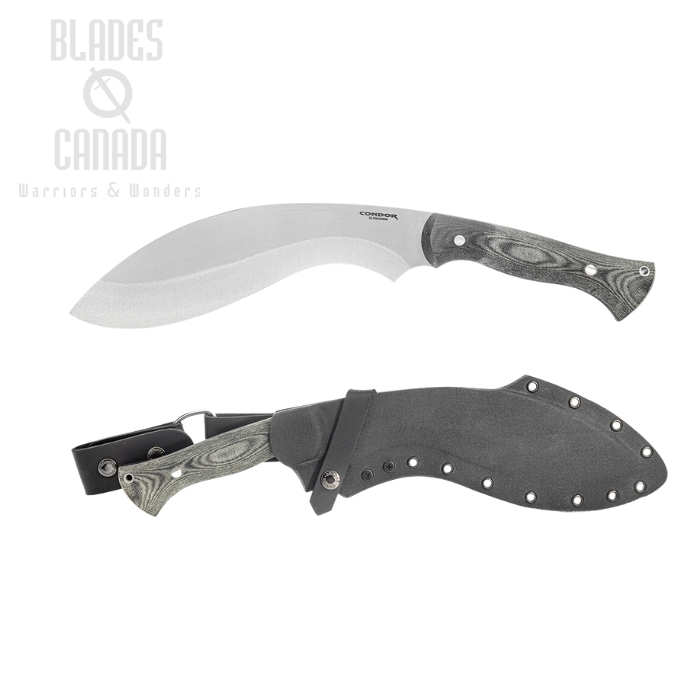 Condor Wild Brush Kukri Knife, 1075 Carbon, Micarta, Kydex Sheath, CTK1839-107-HC