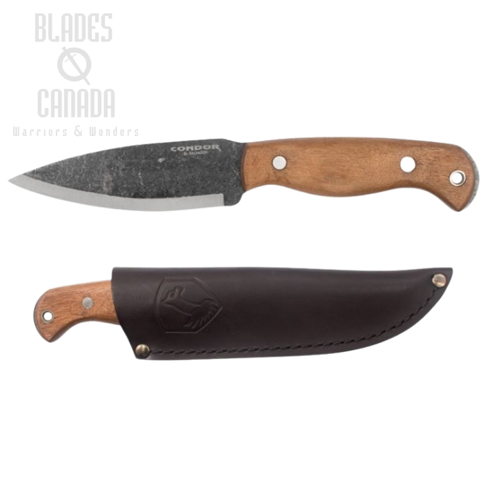 Condor Wayfinder Knife, 1095 Carbon, Walnut Handle, Leather Sheath, CTK2830-5.2HC