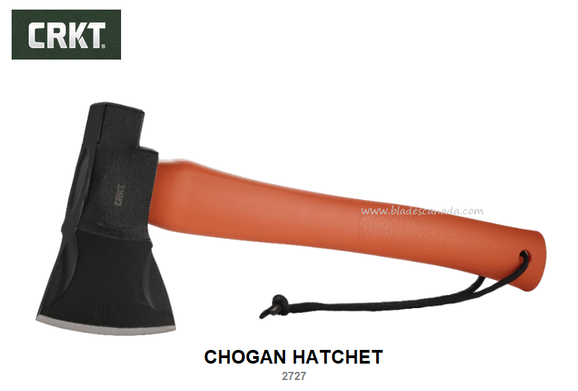 CRKT Chogan Hatchet Axe, 1055 Carbon Black, GRN Orange, CRKT2727 - Click Image to Close
