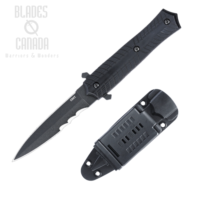 CRKT Xolotl Fixed Blade Knife, SK-5 Black, G10 Black, Thermoplastic Sheath, 2263