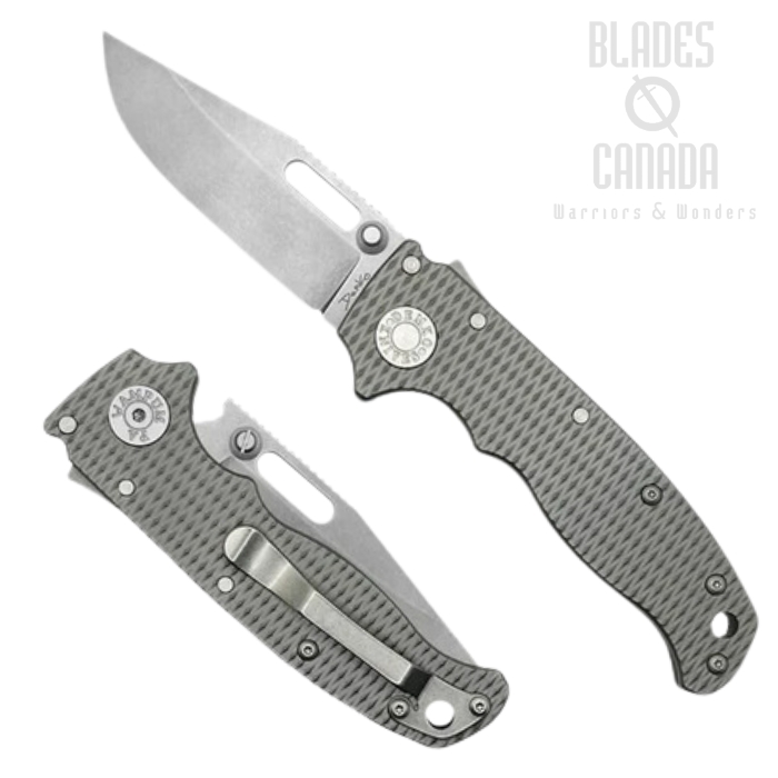 Demko AD20.5 Shark Lock Folding Knife, 20CV Clip Point, Textured Titanium, 205-20CV-TI-TEX-CP