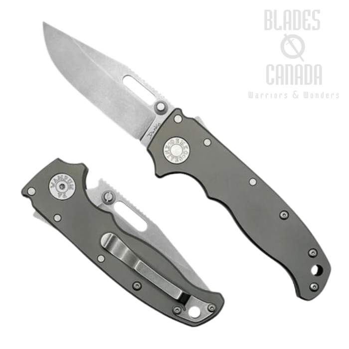 Demko AD20.5 Shark Lock Folding Knife, 20CV Clip Point, Smooth Titanium, 205-20CV-TI-CP