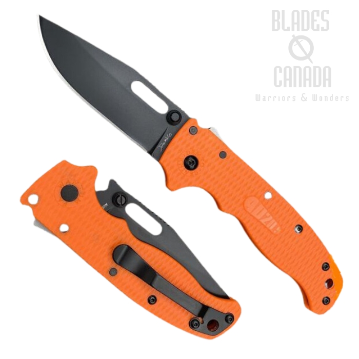 Demko AD20.5 Folding Knife, AUS10A Clip Point DLC, Grivory Orange, ADF20513B