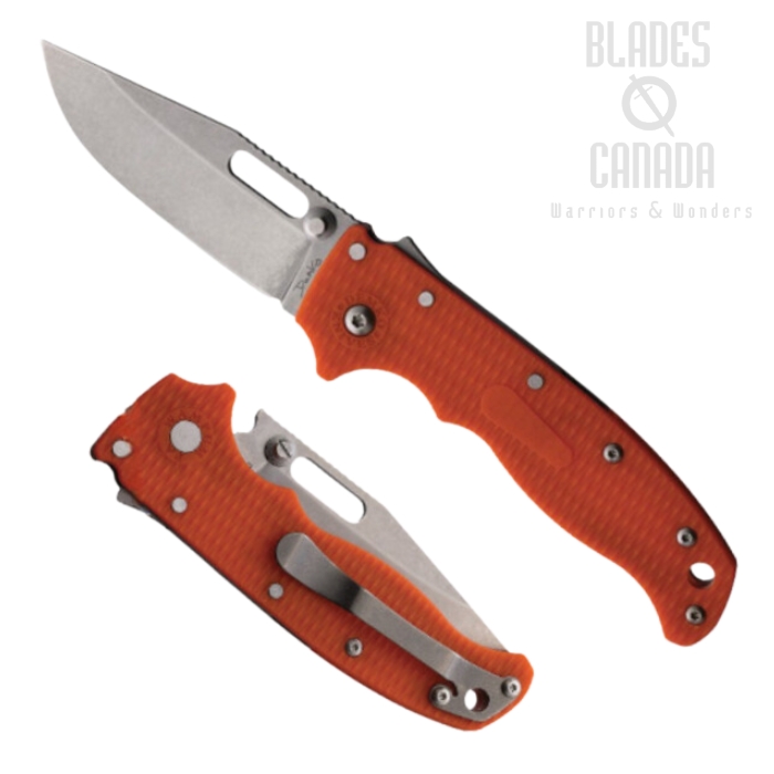 Demko AD20.5 Folding Knife, D2 SW Clip Point, Grivory Orange, AD205F16