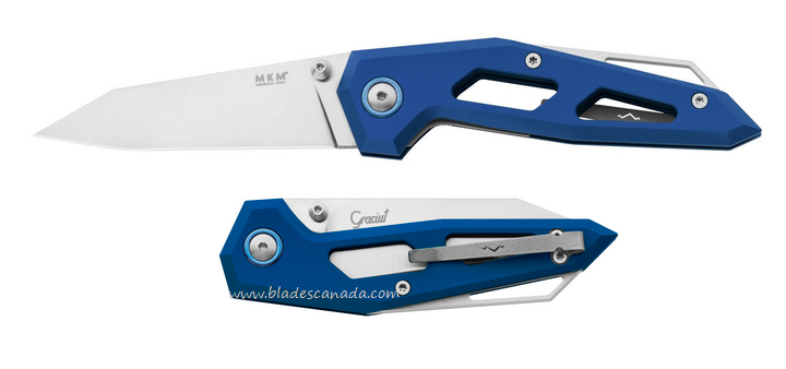 MKM Maniago Edge Folding Knife, Elmax Satin, Aluminum Blue, EGL-ABL