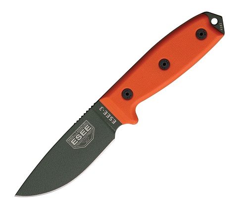 ESEE 3P-MB-OD Fixed Blade Knife, 1095 OD, Black Sheath MOLLE, 3P-MB-OD