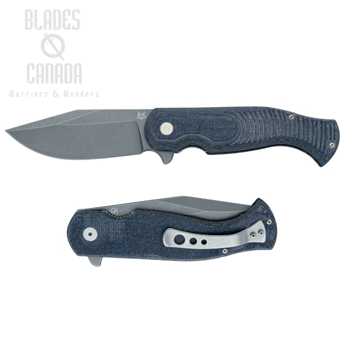 Fox Italy Eastwood Tiger Flipper Folding Knife, CPM S90V SW, Micarta Denim, FX-524 MJ