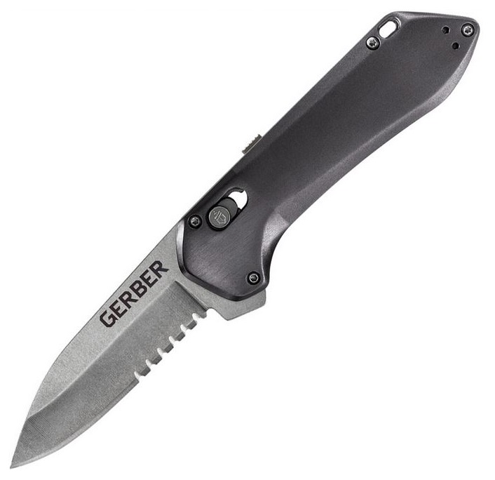 Gerber Highbrow Folding Knife, Assisted Opening, Serrated, Aluminum Grey