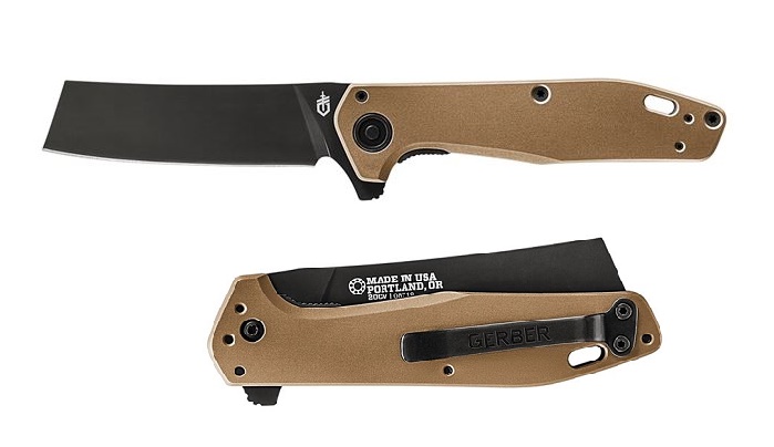 Gerber Fastball Cleaver Flipper Folding Knife, CPM 20CV, Aluminum Coyote Brown - Click Image to Close