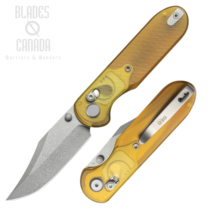 GEO Ethereal Cutter Folding Knife, M390 Stonewash, Ultem Amber, GEO2401E (image for) GEO Ethereal Cutter Folding Knife, M390 Stonewash, Ultem Amber, GEO2401E