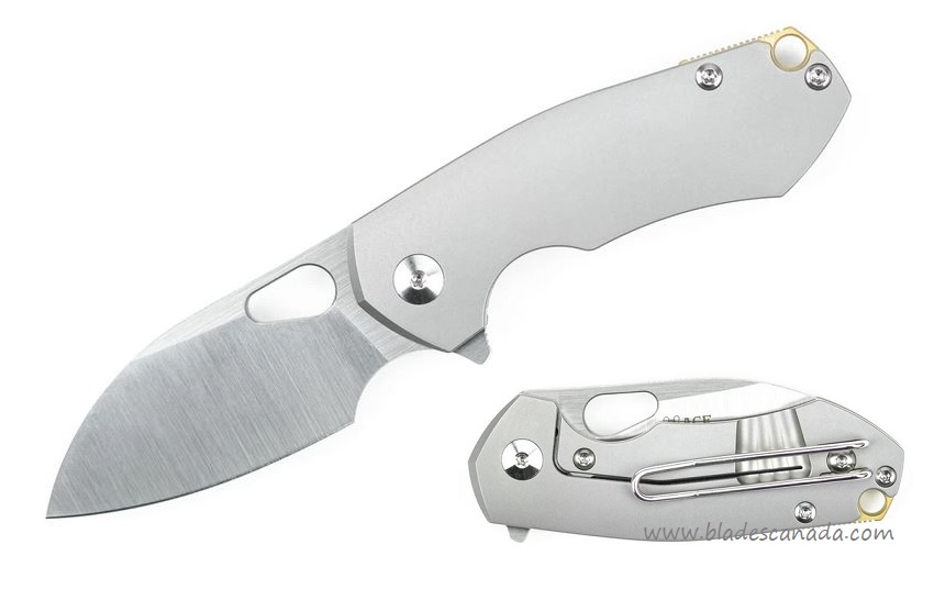 GiantMouse ACE RIV Flipper Framelock Knife, M390 Steel, Titanium, GMRIVTI