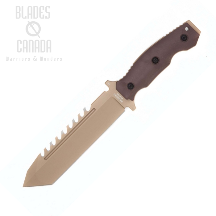 Halfbreed Large Tanto Survival Knife, D2 Dark Earth, G10 Dark Earth, Kydex Sheath, LSK-02-DE