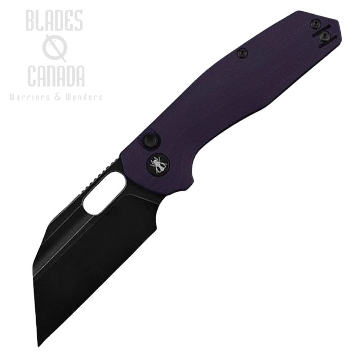 Ironfly Yolo Button Folding Knife, 14C28N Cleaver Black, G10 Purple, VF02PL (image for) Ironfly Yolo Button Folding Knife, 14C28N Cleaver Black, G10 Purple, VF02PL